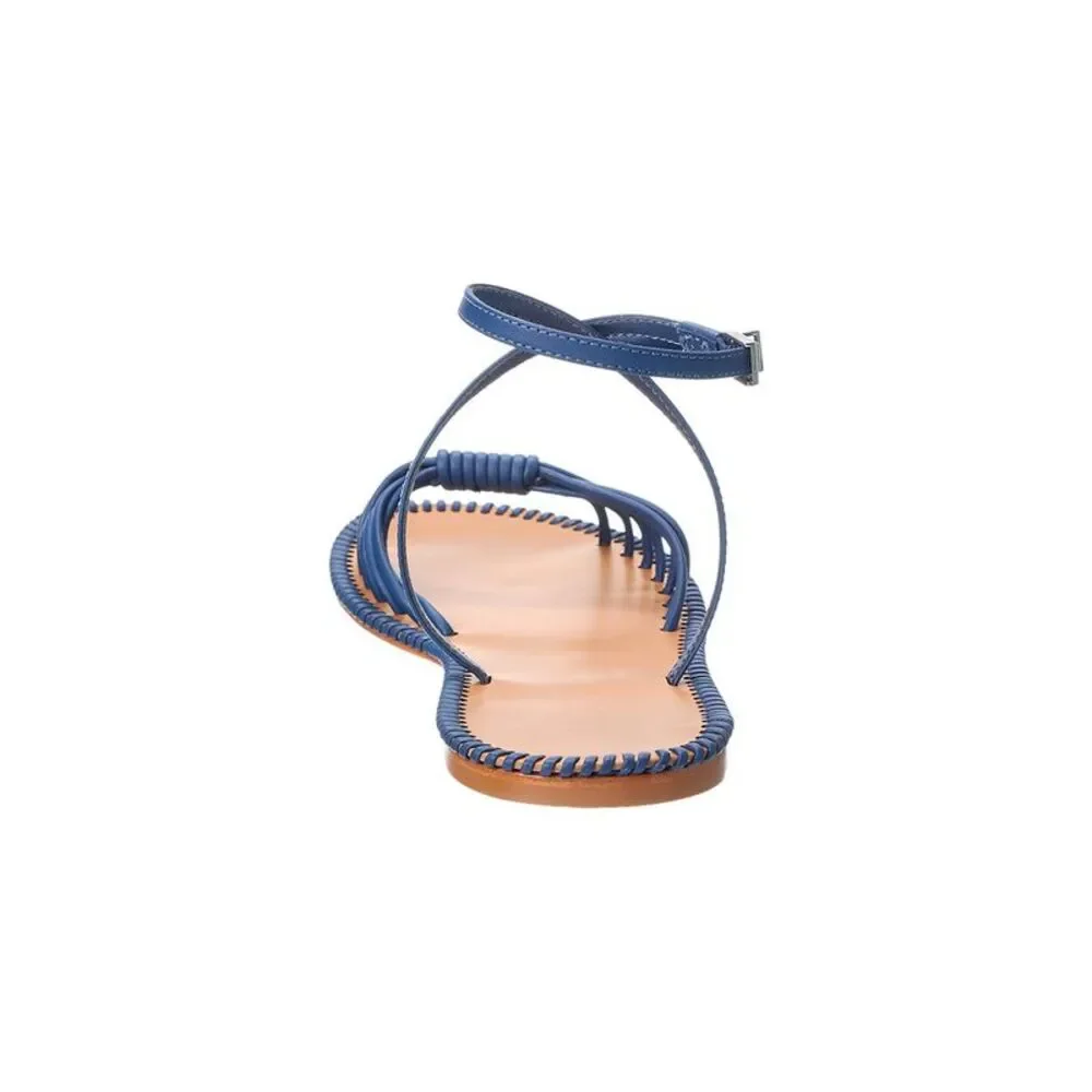 Schutz Livia Leather Flat Sandal, Blue - Picture 3 of 5